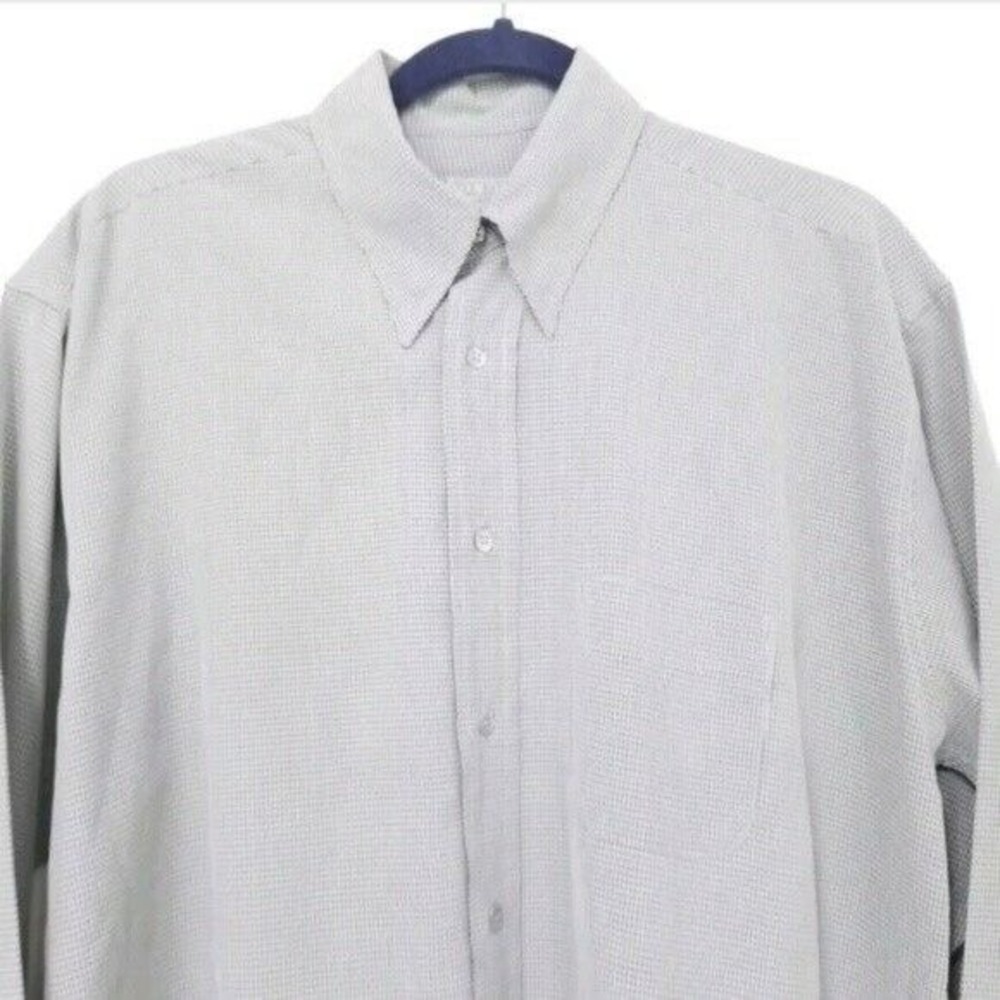 TED BAKER LONDON Shirt Long Sleeve Button Up Mens 3 Gray Micro Check Rayon Blend